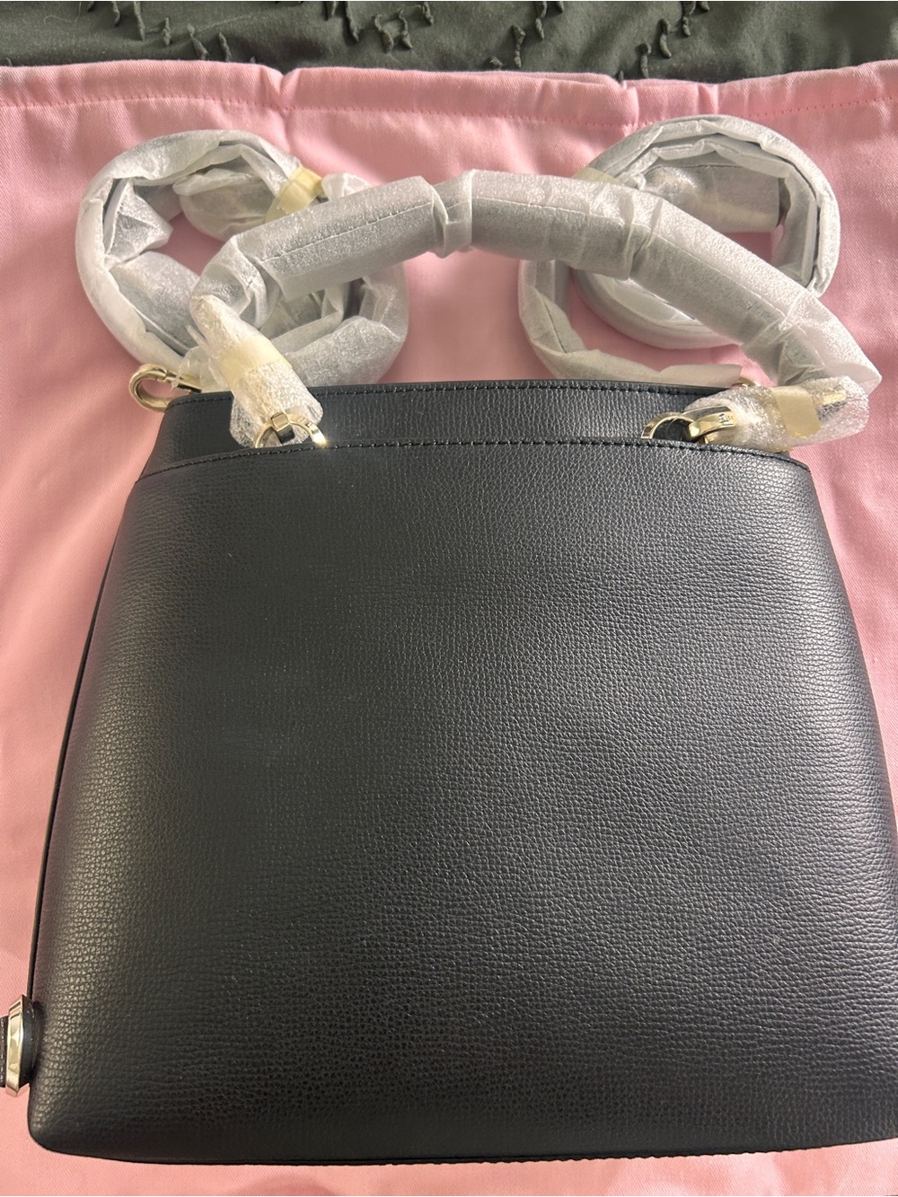 kate spade Black Pebbled Leather Shoulder Tote with Gold Hardware